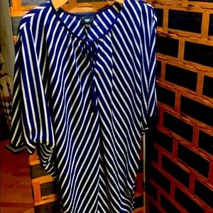 Navy and white striped blouse